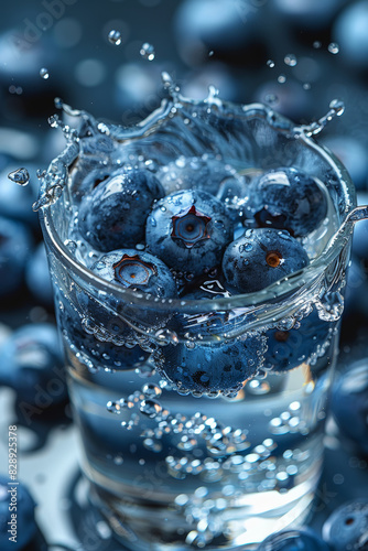 Blueberries Splashing in Water