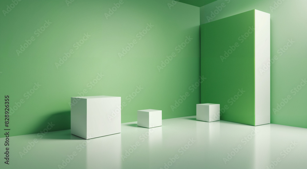 Green and white abstract art, concept art, background Green and white abstract art, concept art, background
