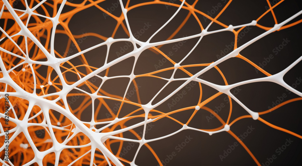 orange and white concept art, neurons and connections