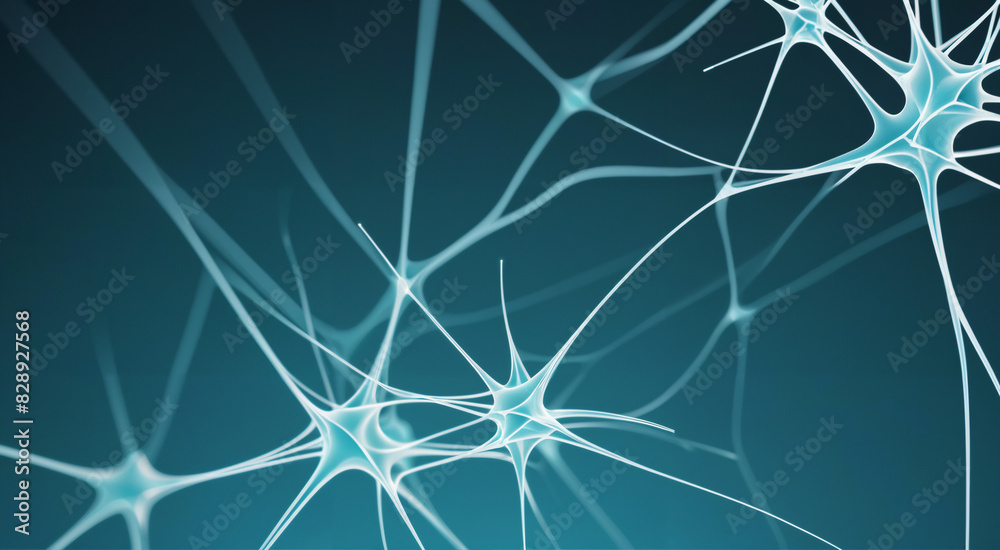 blue and white connections and neurons abstract art