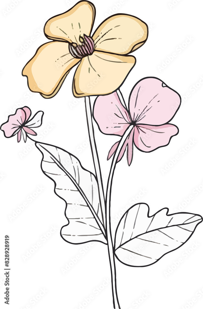 Obraz premium Manilas Spring Wild Flower line Art Style