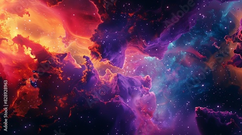 A cosmic nebula reimagined as a splash of colorful paint on a canvas photo