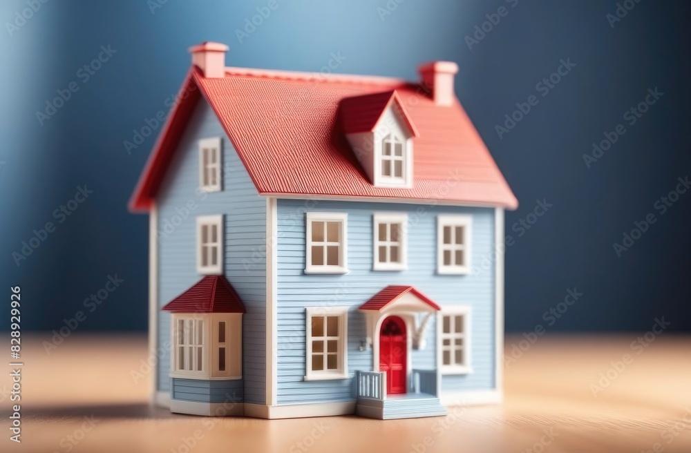 wooden, modern model of a house on a wooden table on blurred background. The concept of selling house, home insurance, rent. wooden, modern model of a house on a wooden table on blurred background. The concept of selling house, home insurance, rent.
