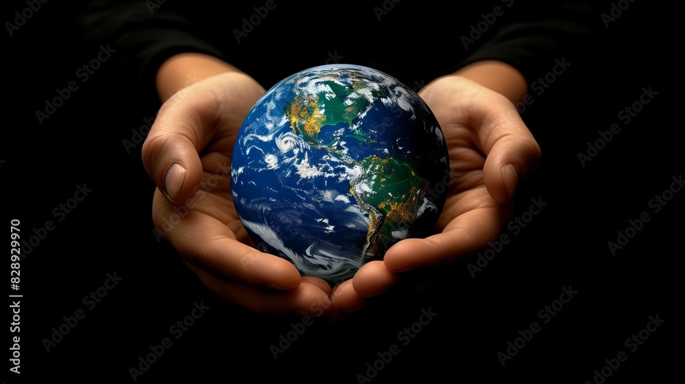 Person holds the Earth between their hands. Person holds the Earth between their hands.