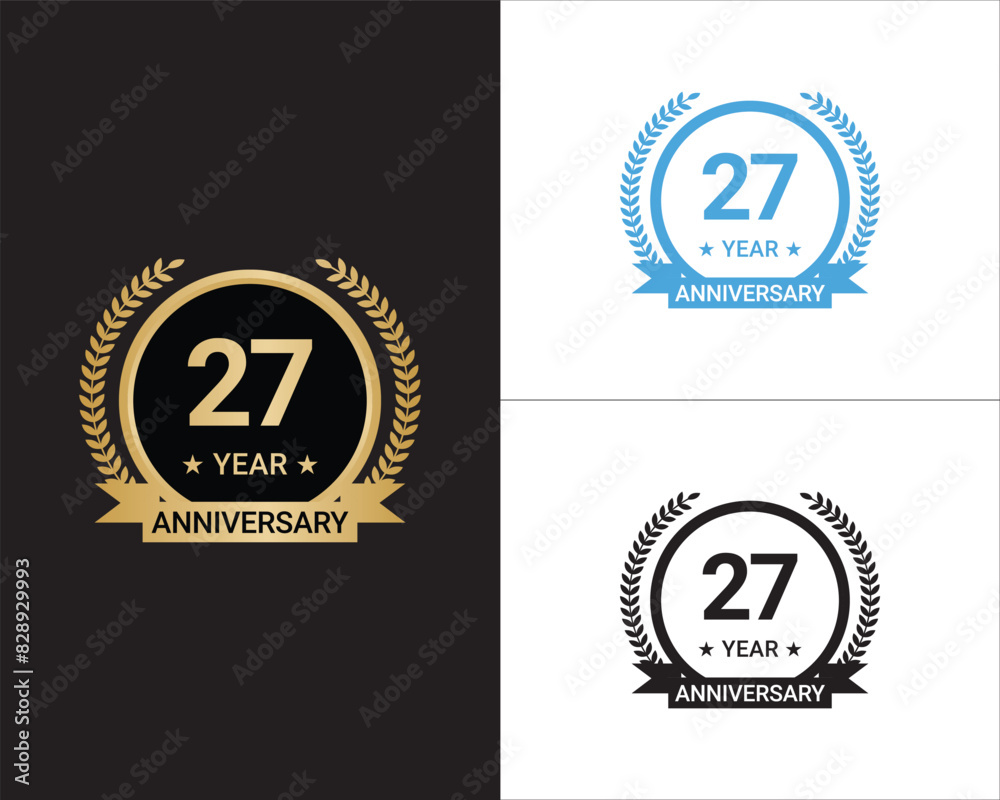 Fototapeta premium 27 Years Anniversary Vector, 27 Years Anniversary Logo