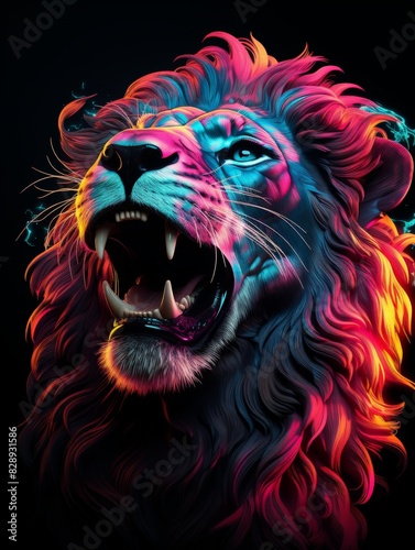 Lion Under Full Moon Design
