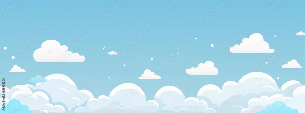 Simple and Cute Cartoon Clouds on Light Blue Sky: Minimalist Vector Illustration with White Background Simple and Cute Cartoon Clouds on Light Blue Sky: Minimalist Vector Illustration with White Background