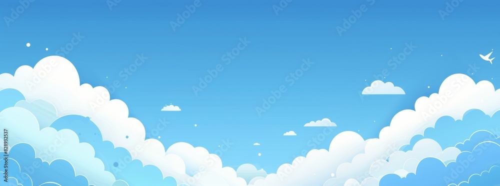 Simple Flat Vector Illustration of Light Blue Sky with White Clouds: Close-Up View Presentation Design Simple Flat Vector Illustration of Light Blue Sky with White Clouds: Close-Up View Presentation Design