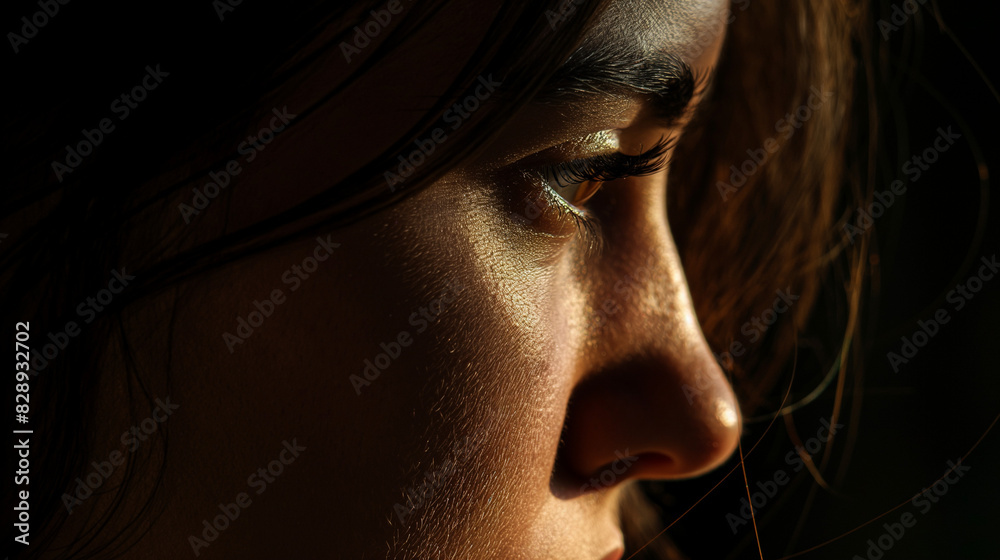 Close up profile of a young girl of Mediterranean origin Close up profile of a young girl of Mediterranean origin
