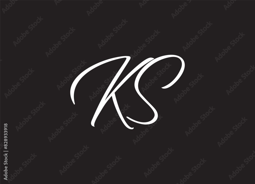 KS Cursive Letter Initial Logo Design Template Vector Illustration KS Cursive Letter Initial Logo Design Template Vector Illustration