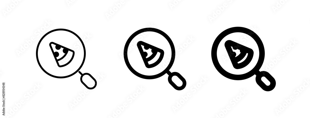 Editable search for food, pizza vector icon. Part of a big icon set family. Perfect for web and app interfaces, presentations, infographics, etc Editable search for food, pizza vector icon. Part of a big icon set family. Perfect for web and app interfaces, presentations, infographics, etc