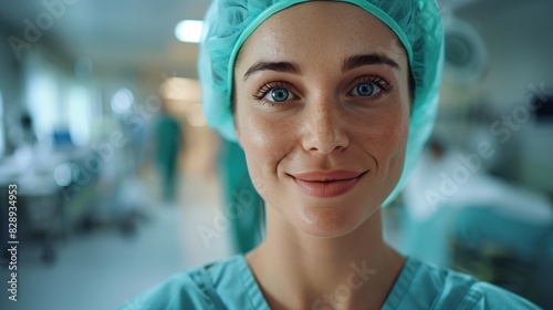 portrait of a nurse in the emergency room. Generative ai photo