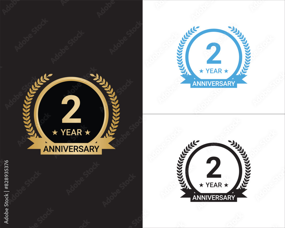 Fototapeta premium 2 Years Anniversary Vector, 2 Years Anniversary Logo