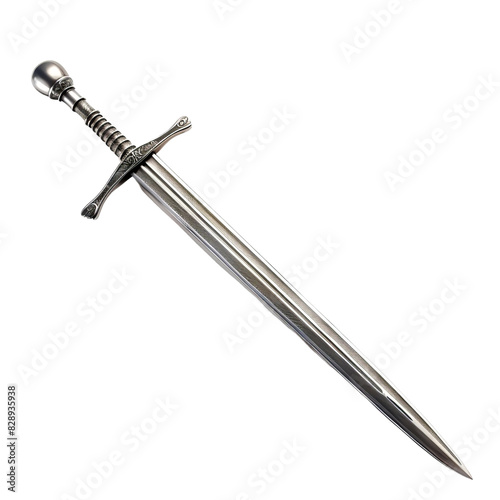 Medieval Steel Sword with Guard Isolated without Background