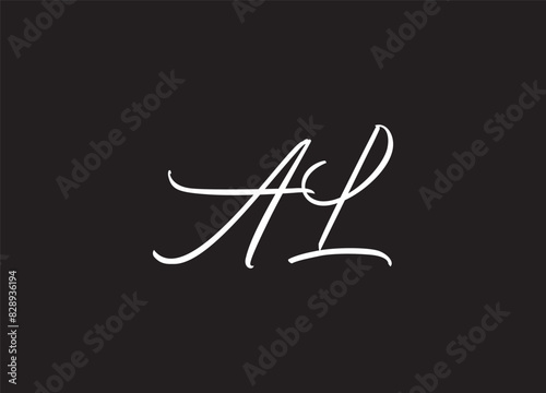 AL Cursive Letter Initial Logo Design Template Vector Illustration