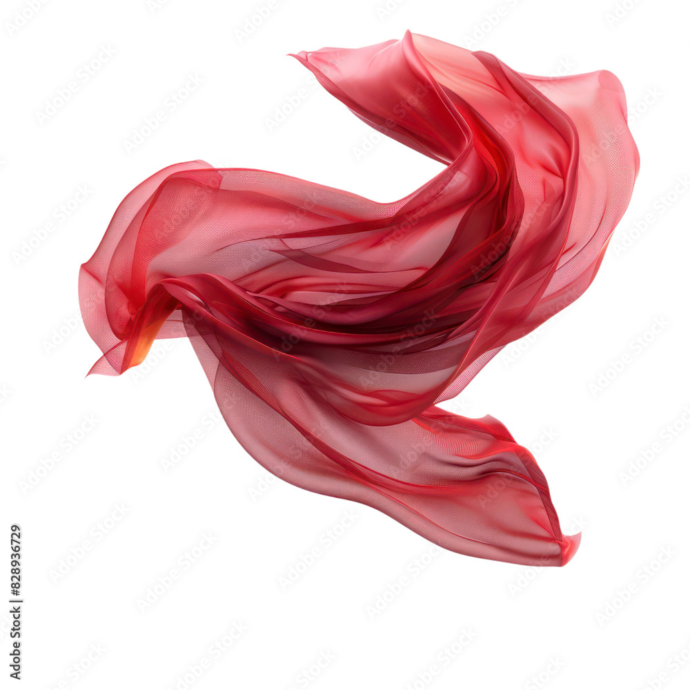 The red fabric fluttering isolated on tansparent background The red fabric fluttering isolated on tansparent background