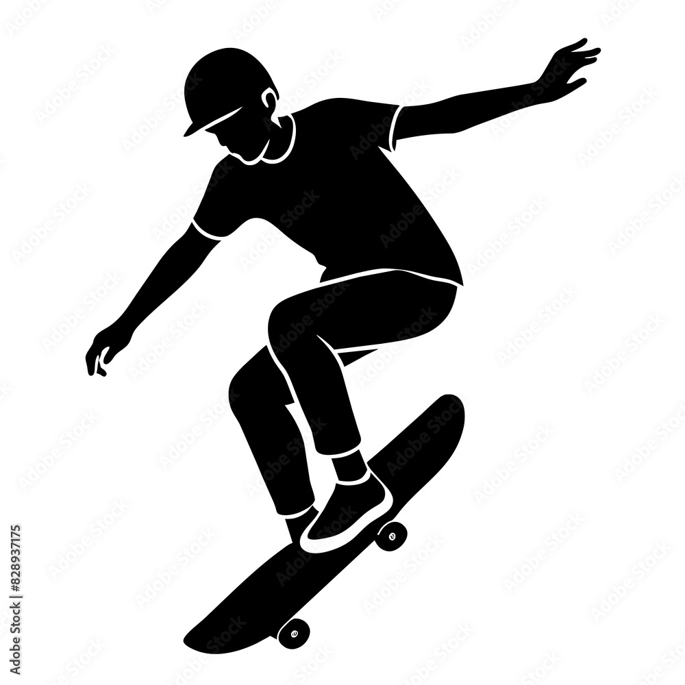 Skateboarder a man jumping silhouette vector Skateboarder a man jumping silhouette vector