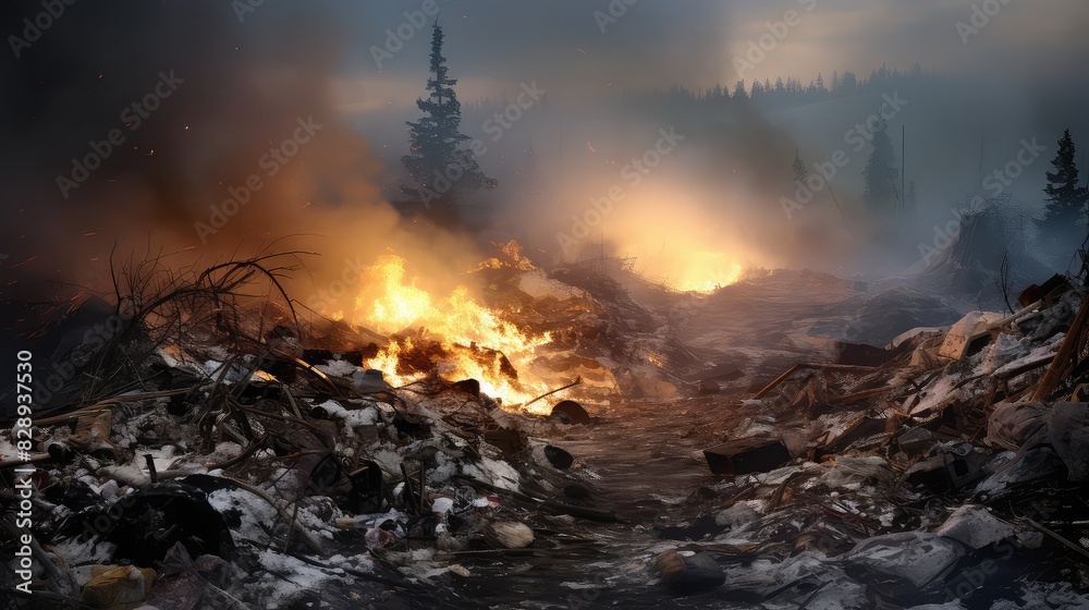 Fototapeta premium The smoke and smell of landfill UHD Wallpaper