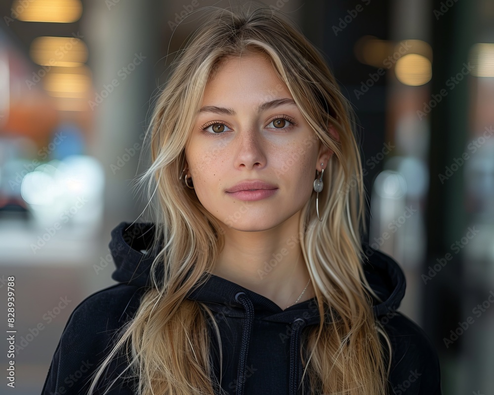 Obraz premium Young woman standing outside, portrait.
