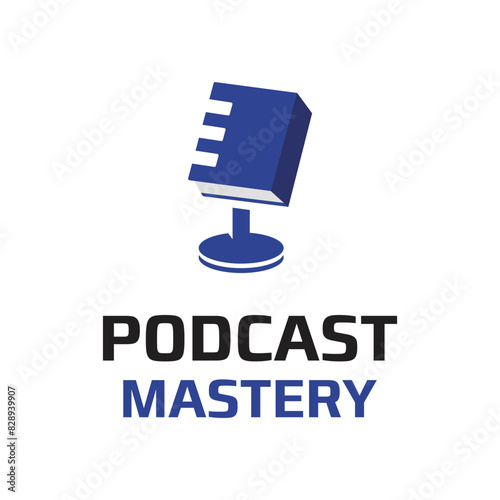 Podcast logo combination of book, podcast speaking course. suitable for use as a podcast speaking training logo