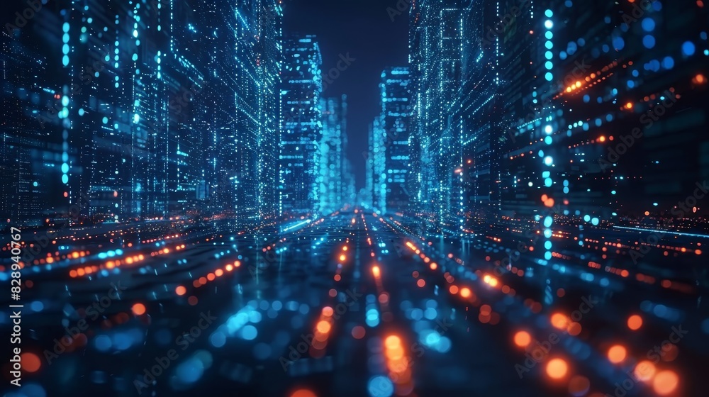 Fototapeta premium Big data city connection technology concept