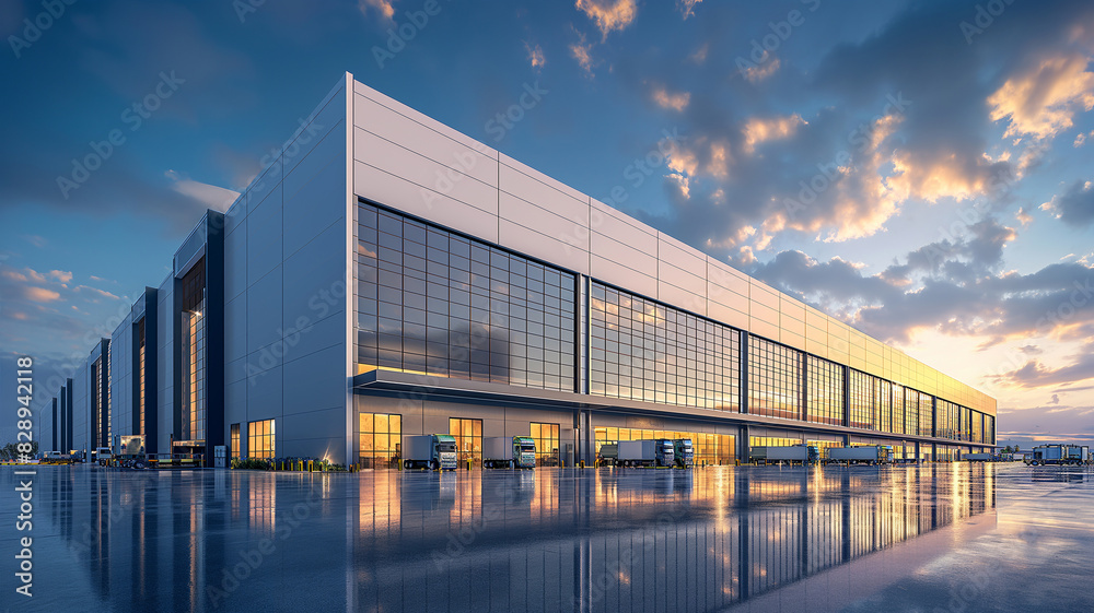 Realistic render of large logistic business transport warehouse dock station. Factory and transport house. Commercial office building
Realistic render of large logistic business transport warehouse dock station. Factory and transport house. Commercial office building