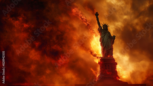 statue of liberty on fire