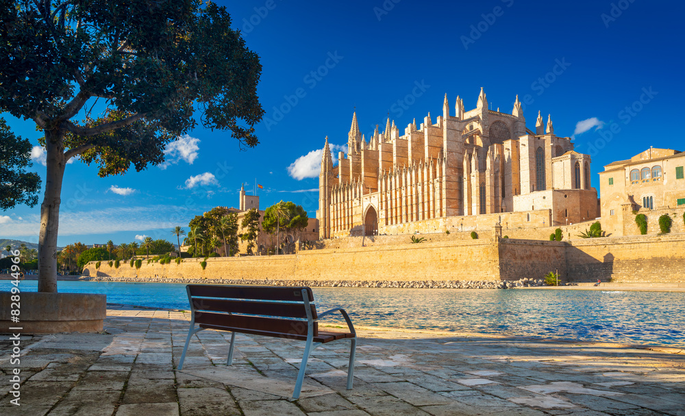The Cathedral of Santa Maria of Palma and Parc del Mar near, Majorca, Spain
