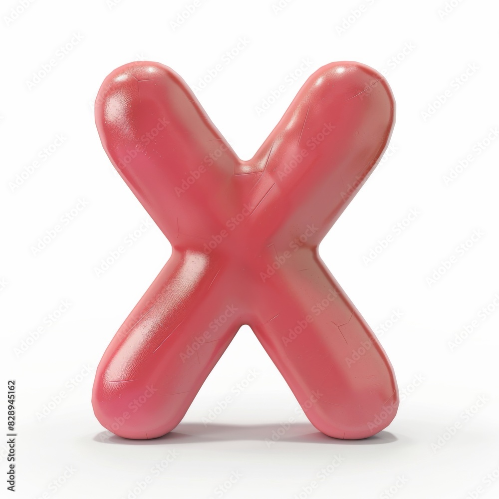 A solitary pink plastic letter x stands out on a clean white backdrop A solitary pink plastic letter x stands out on a clean white backdrop