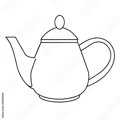  simple line drawing of a teapot with a spout and handle