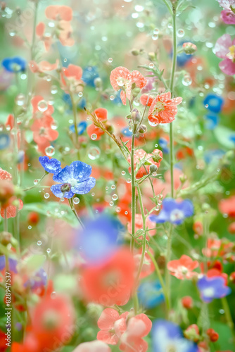 pink and white flowers in the rain romantic style background wallpaper