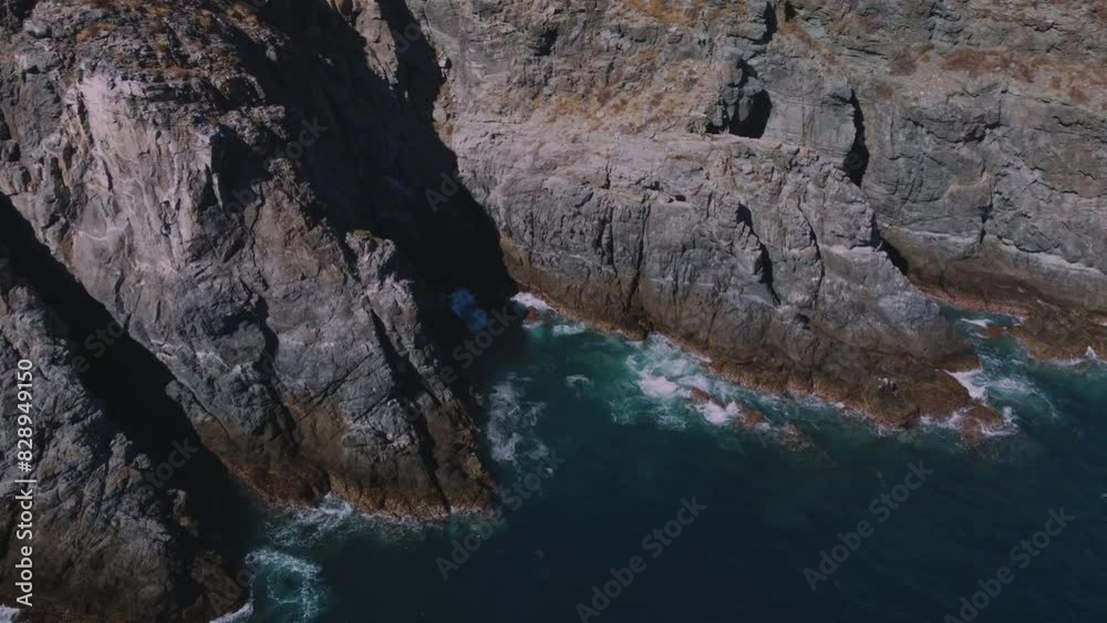 Punta Lobos beach in Baja California Sur, Mexico. Beautiful drone footage of the ocean cliffs. Punta Lobos beach in Baja California Sur, Mexico. Beautiful drone footage of the ocean cliffs.