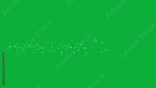Flying water bubbles with green screen, loop