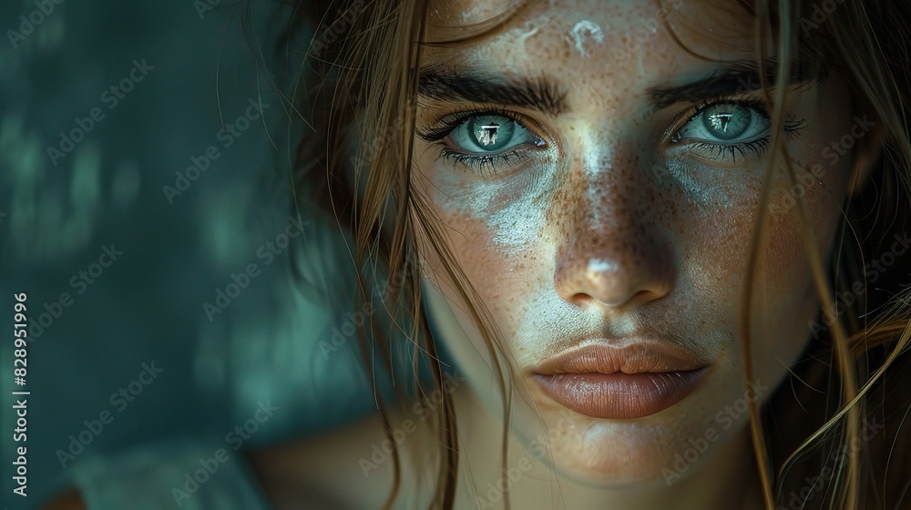 woman with a steely resolve, her determination to overcome obstacles evident in her unwavering gaze woman with a steely resolve, her determination to overcome obstacles evident in her unwavering gaze