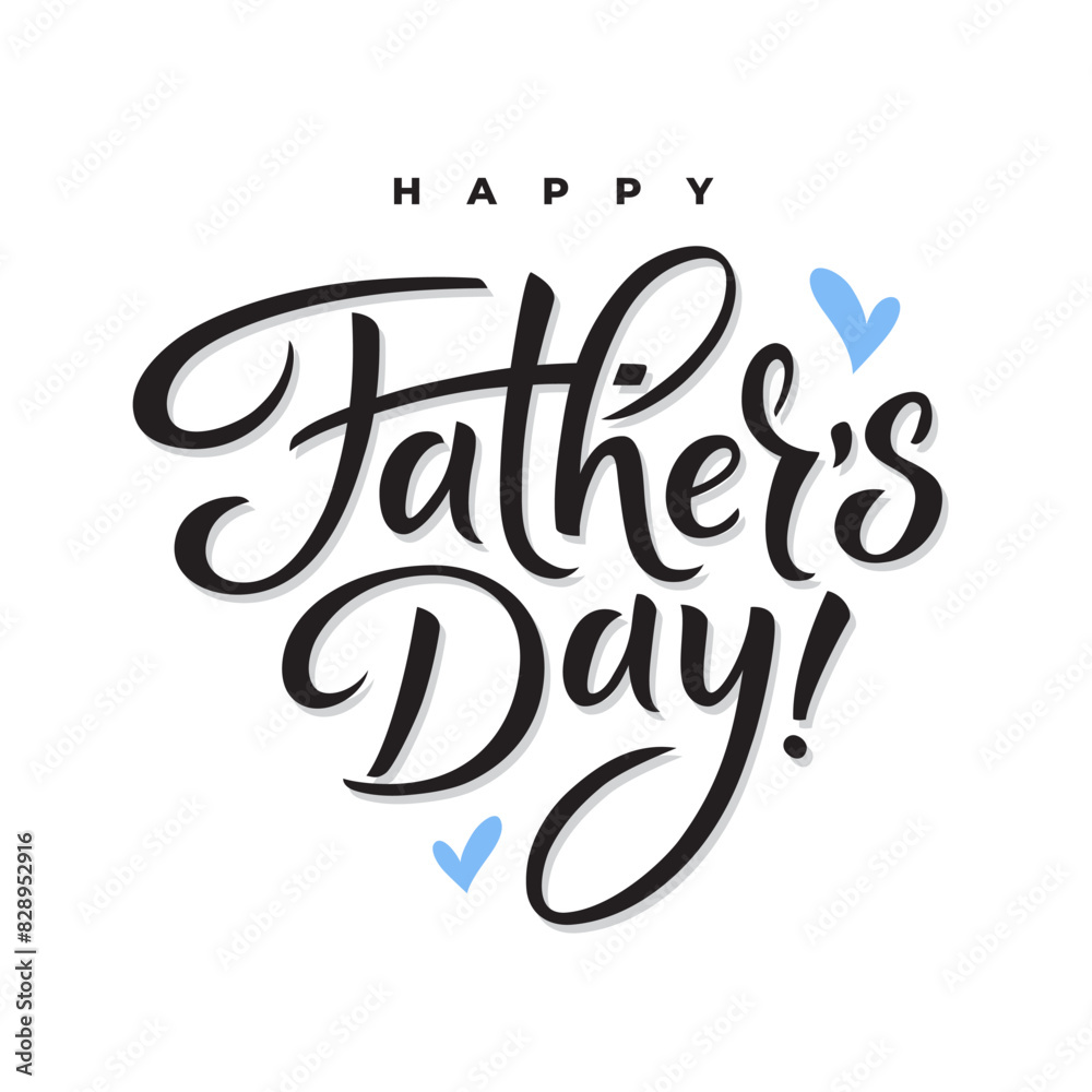 Happy Father's Day greeting card or banner design with hand drawn lettering on white background.
