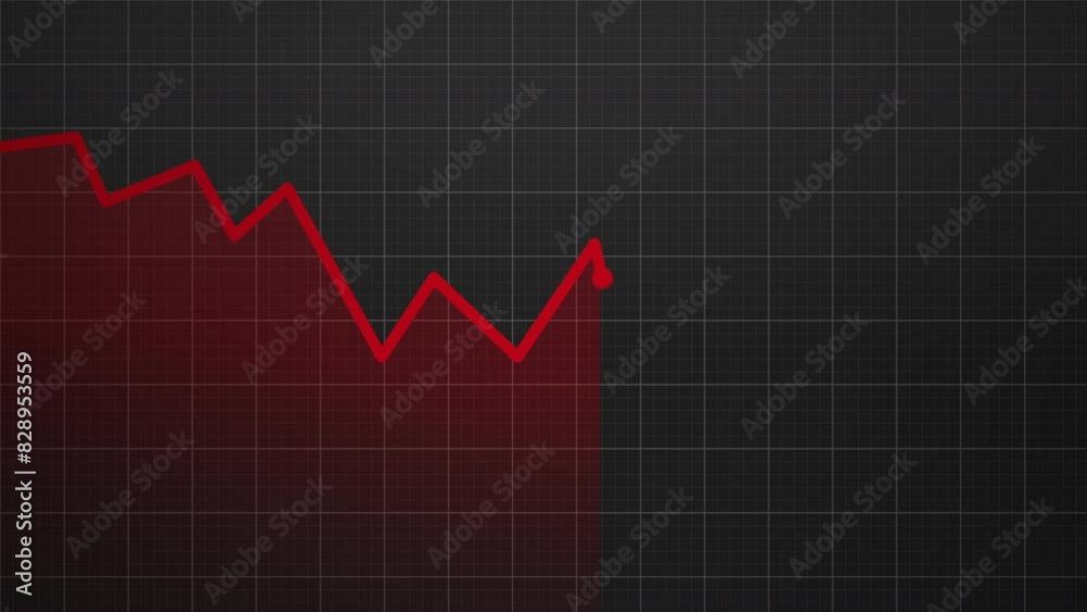 Red stock market graphic going down crash bearish dark background 2d animation Red stock market graphic going down crash bearish dark background 2d animation