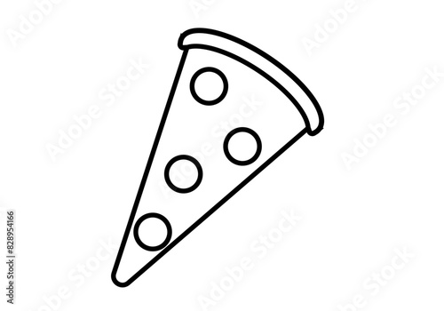 Icono negro de porción de pizza en fondo blanco.