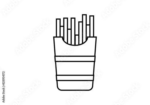 Icono negro de patatas fritas en recipiente.