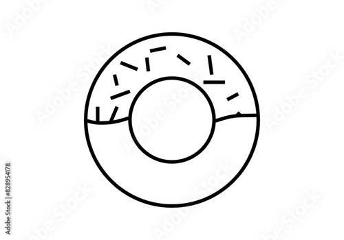 Icono negro de rosquilla con glaseado.