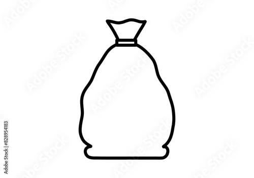 Icono negro de saco de dinero en fondo blanco.