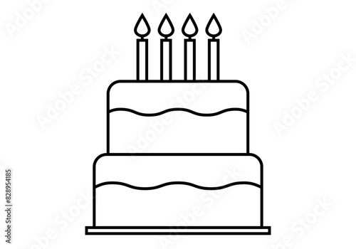Icono negro de tarta de boda con velas.