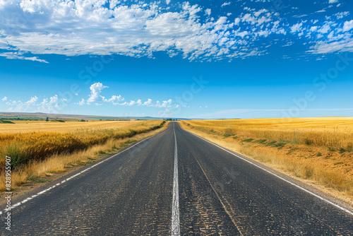 A long, empty road with a clear blue sky above © Formoney