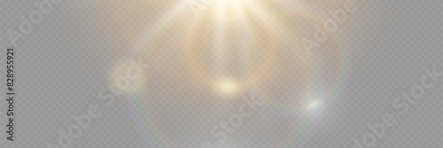 Light effect of flash rays. Explosion of stars and lines. On a transparent background.