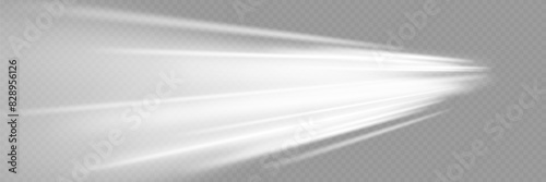 White line speed. The effect of a luminous vortex, the movement of rays. On a transparent background.