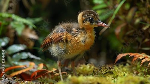 juvenile Chatham Rail Cabalus modestus with brown and gray feathers extinct native to New Zealand Oceania photo