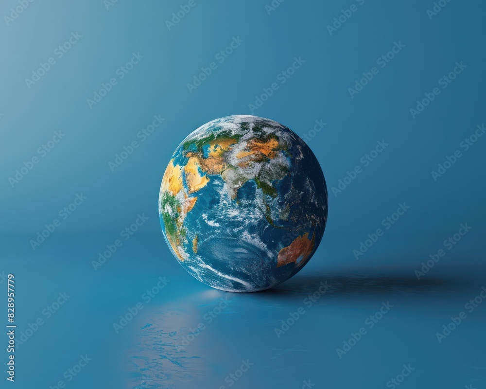 High-quality image of Earth against a solid blue background, showcasing continents and oceans in vivid color and detail. High-quality image of Earth against a solid blue background, showcasing continents and oceans in vivid color and detail.