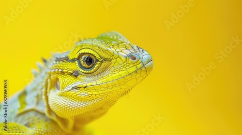 Yellow background with a lizard