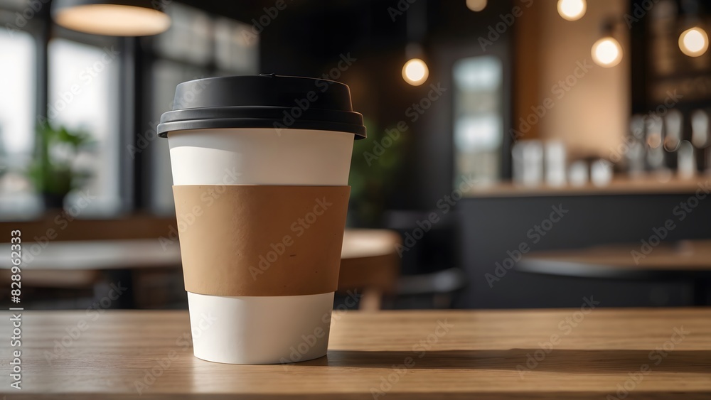 white paper coffee cup mock up on cafe background white paper coffee cup mock up on cafe background