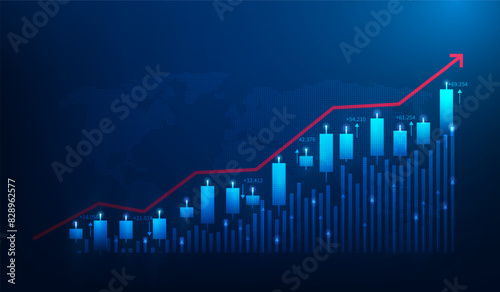 business strategy investment growth and finance economy. trader is showing a growing stock market. progress to success concept. vector illustration fantastic design.