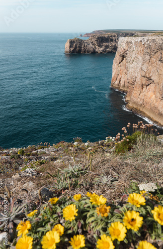 cliffs in Algarve in portugal on the atlantic ocean